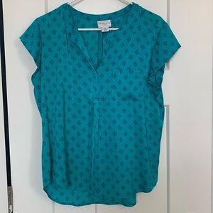 Women’s Liz Claiborne teal blouse, cap sleeve size L